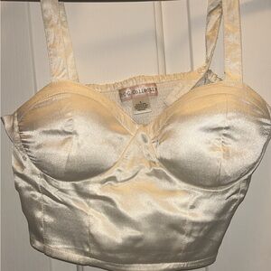 Elegant Cream Satin Crop Top